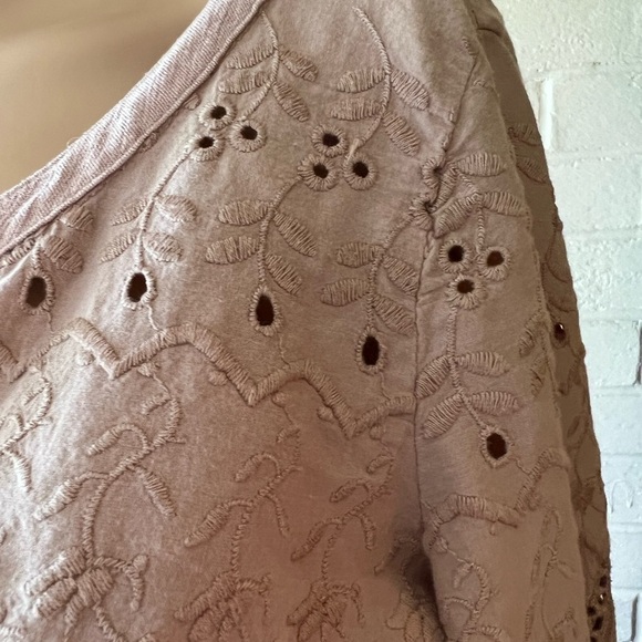American Eagle eyelet boho festival mauve blouse size S EUC - Picture 8 of 9